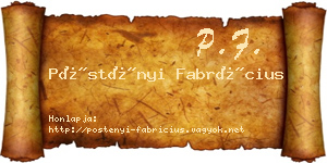 Pöstényi Fabrícius névjegykártya